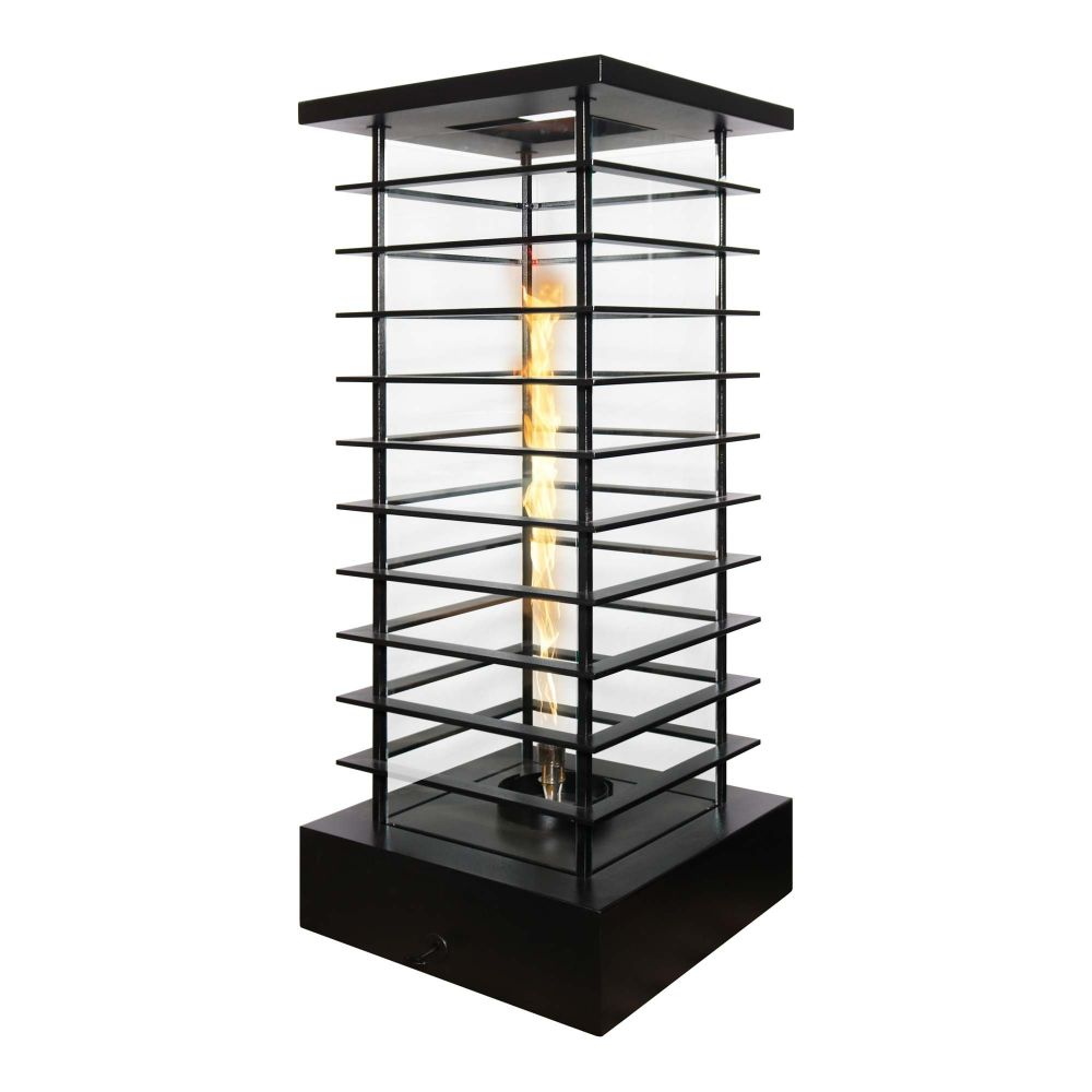 The Outdoors Plus OPT-FTWR528-LP High Rise Fire Tower - 28" x 28" - Stainless Steel - Match Lit - Liquid Propane